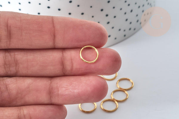 Anneaux ronds acier 304 inoxydable doré IP 10x1mm, x50 (G7712)