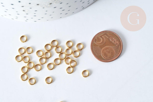 Anneaux de jonction ronds ouverts acier 304 inoxydable doré IP mix en 1mm, x50