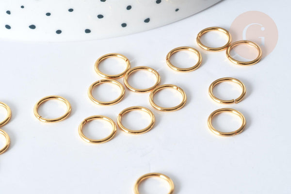 Anneaux ronds acier 304 inoxydable doré IP 9x1mm, x50 (G7708)