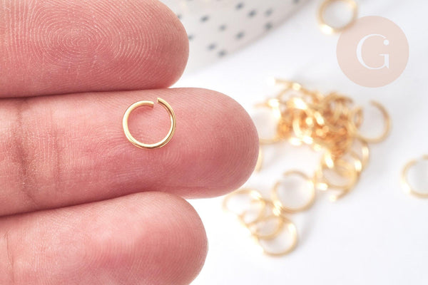 Anneaux ronds acier doré inoxydable 7x0.8mm, x10 ou x50 (G2406)