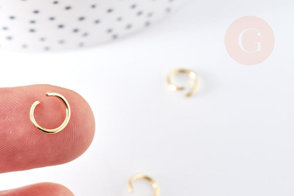 Anneaux ronds acier doré inoxydable 8mm, x10 ou x50 (G2981)