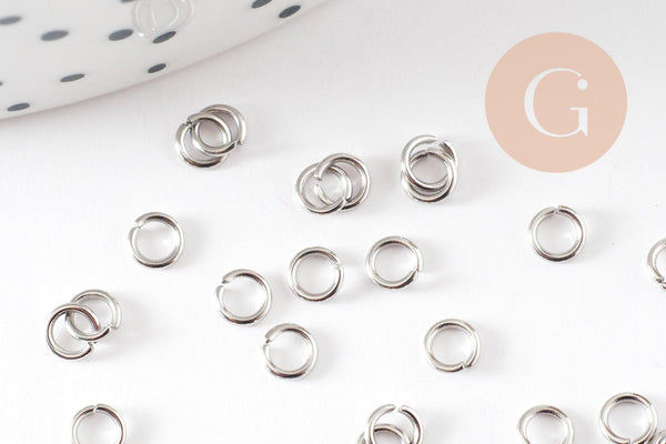 Anneaux ronds acier inoxydable platine 3.5mm, x5g (G9318)