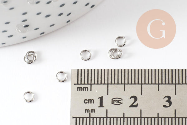 Anneaux ronds acier inoxydable platine 3.5mm, x5g (G9318)