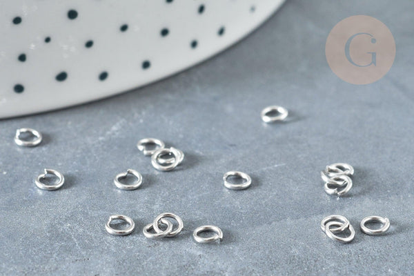 Anneaux ronds acier inoxydable platine 4mm, x2gr (G8188)