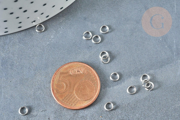 Anneaux ronds acier inoxydable platine 4mm, x2gr (G8188)