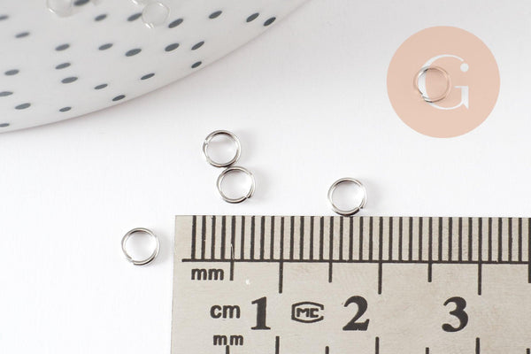 Anneaux ronds acier inoxydable platine 4mm, x5g (G9319)