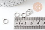 Anneaux ronds acier platine 8mm, x50 (6.6 gr), (G4106)