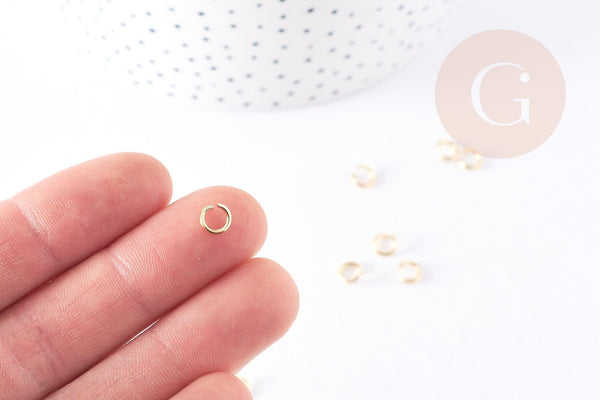 Anneaux ronds ouverts acier 304 inoxydable doré 6x1mm, x10 ou x50 (G2089)