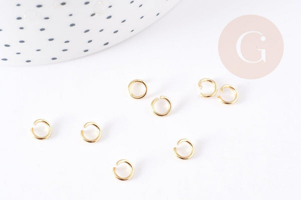 Anneaux ronds ouverts acier 304 inoxydable doré 6x1mm, x10 ou x50 (G2089)