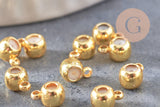 Attache bélière cahoutchouc pour pendentif laiton doré 6x4mm, x5 (G10401)