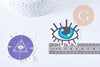 Autocollant oeil protecteur chance variés 50x80mm, x50 (G10693)