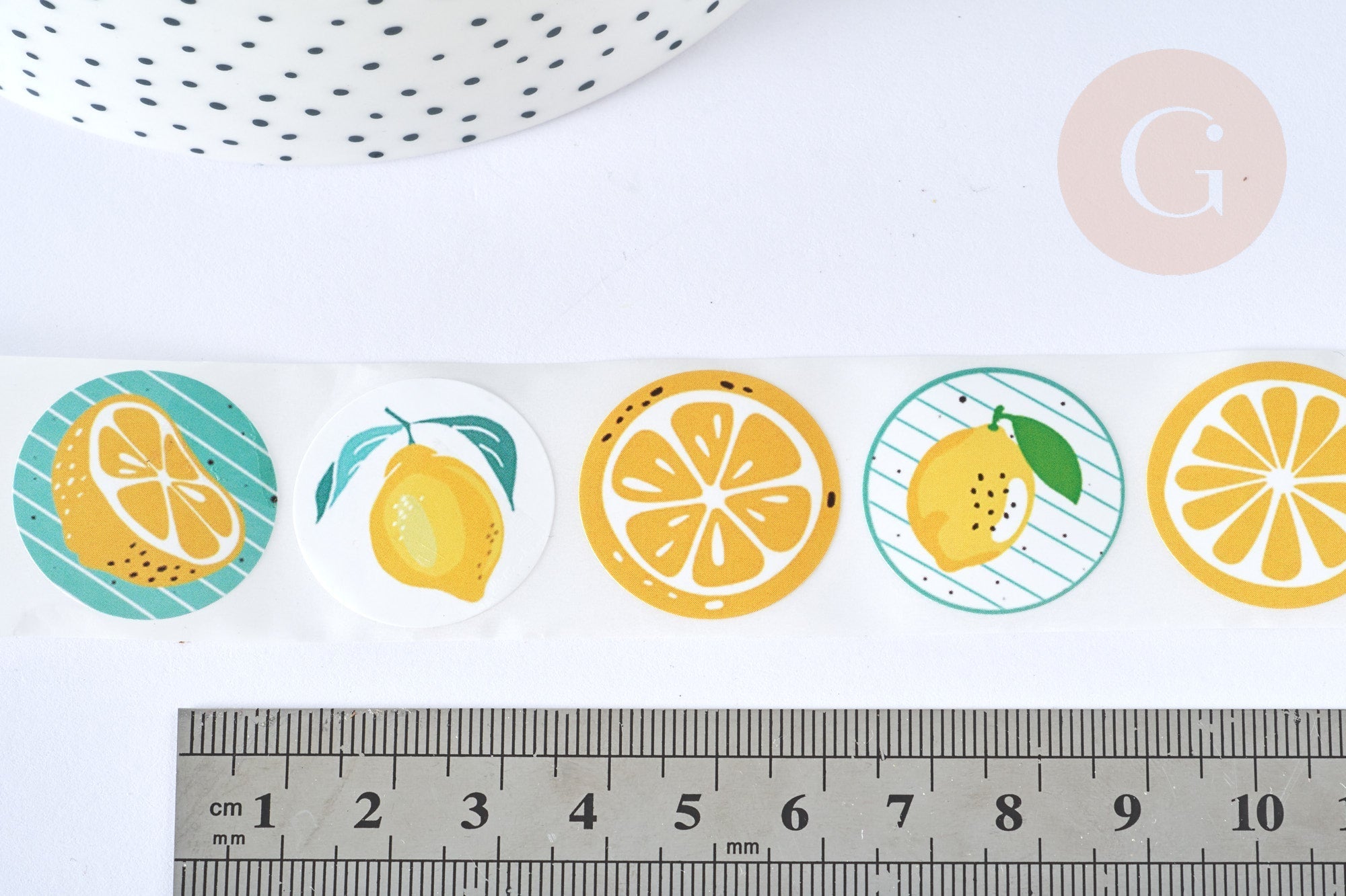 Autocollants motifs fruits d'été 25mm, x500 (G7061)