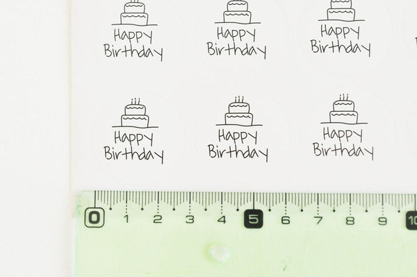 Autocollants ronds joyeux anniversaire 30mm, x12 autocollants (G5089)