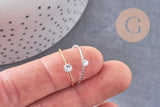 Bague Solitaire zircon acier 304 inoxydable doré ou platine taille 54, x1 (G10361)