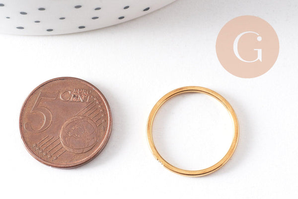 Bague alliance acier inoxydable doré 1 zircon blanc, x1 (G10495)