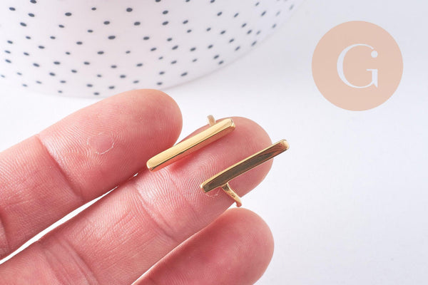 Bague barre acier inoxydable doré IP minimaliste 17mm, x1 (G3415)