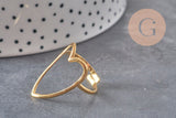 Bague coeur réglable acier 304 inoxydable doré IP Taille 57, x1 (G11327)