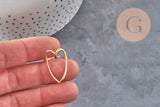 Bague coeur réglable acier 304 inoxydable doré IP Taille 57, x1 (G11327)