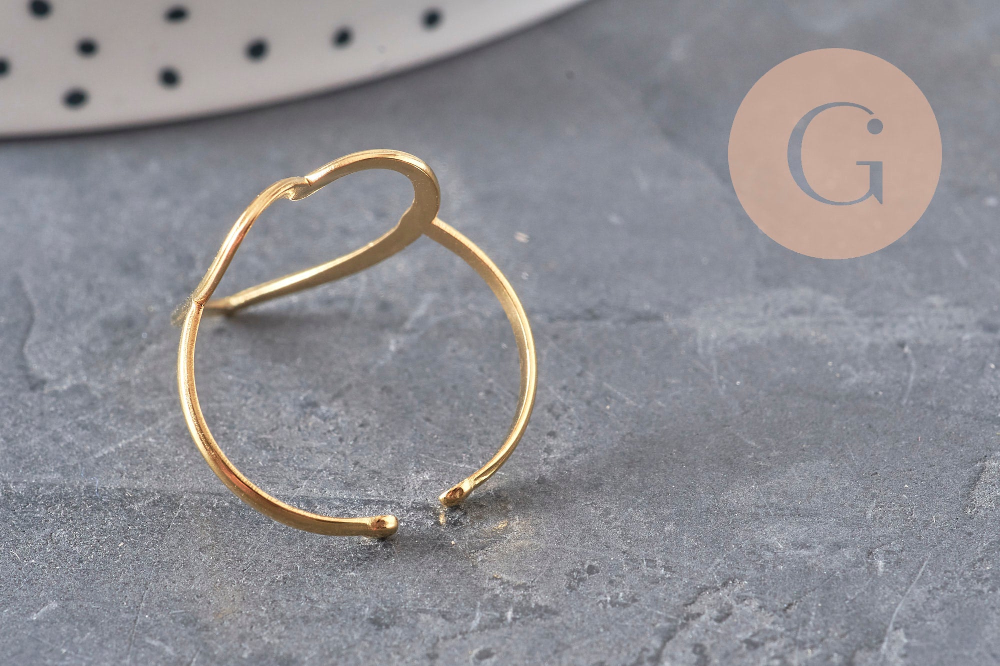 Bague coeur réglable acier 304 inoxydable doré IP Taille 57, x1 (G11327)