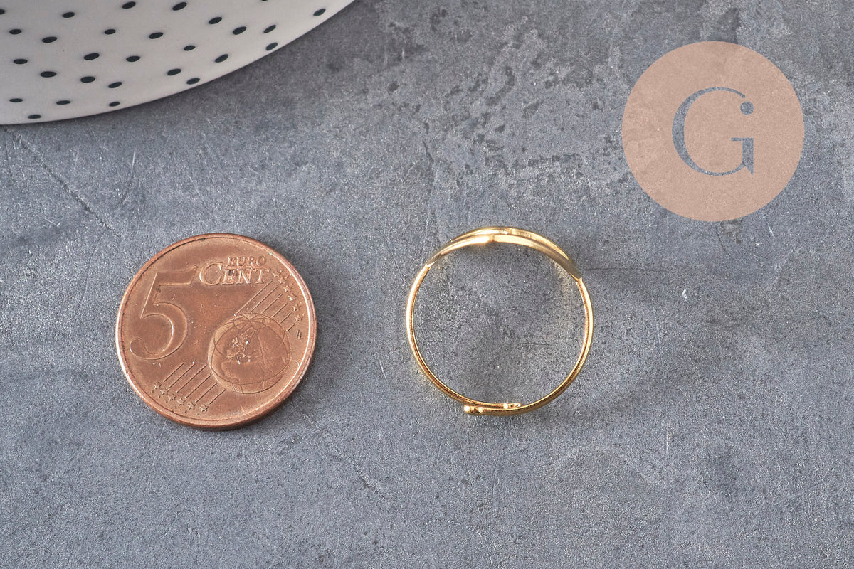 Bague coeur réglable acier 304 inoxydable doré IP Taille 57, x1 (G11327)