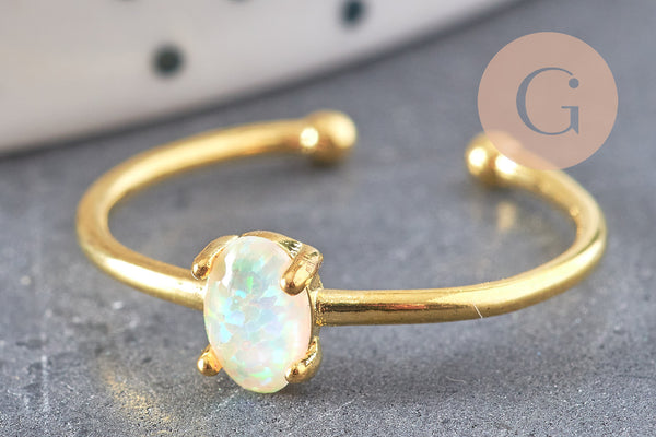 Bague dorée 14k opalite 17.5mm, x1 (G3083)