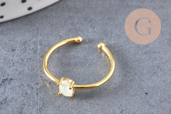 Bague dorée 14k opalite 17.5mm, x1 (G3083)