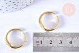 Bague étoilée laiton doré zircon rond blanc 17.2mm, x2 (G6884)