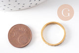 Bague fine alliance gravée coeurs acier inoxydable doré 2mm, x1 (G10497)
