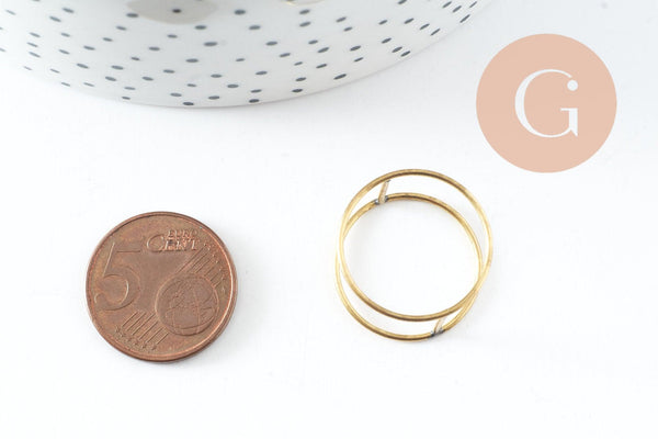 Bague fine double anneau laiton brut 21mm, x2 (G1683)