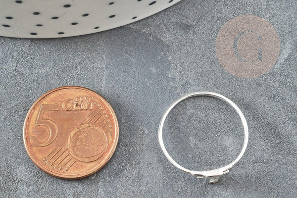 Bague fine rectangle cristal argent 925 massif, x1 (G9144)