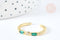 Bague fine réglable dorée 18k zircons verts 17.3mm, x1 (G8457)