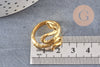 Bague homme dorée réglable serpent 18mm, x1 (G2920)