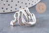 Bague homme zamac argenté réglable serpent 18mm, x1 (G2399)