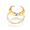Bague laiton doré lune zircon coloré 17mm, x1 (G4256)