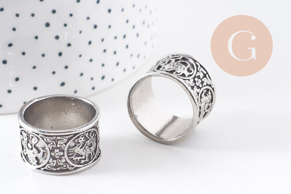 Bague large homme argenté 21mm, x1 (G0328)