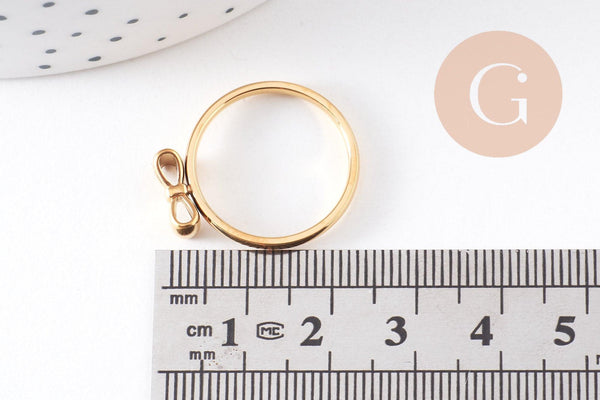Bague noeud papillon acier doré 304 inoxydable, x1 (G10357)