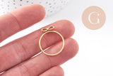 Bague noeud papillon acier doré 304 inoxydable, x1 (G10357)