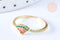 Bague pastèque fruit laiton doré 16K zircons rouges x1 (G6575)