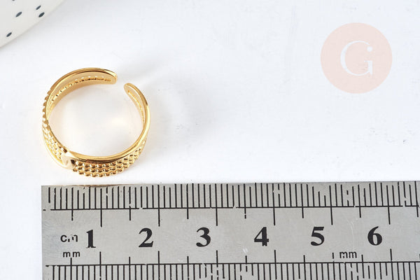 Bague réglable 3 anneaux acier doré 304 inoxydable IP taille 54, x1 (G8472)