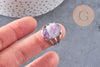 Bague réglable argentée améthyste naturelle 18mm, x1 (G6374)