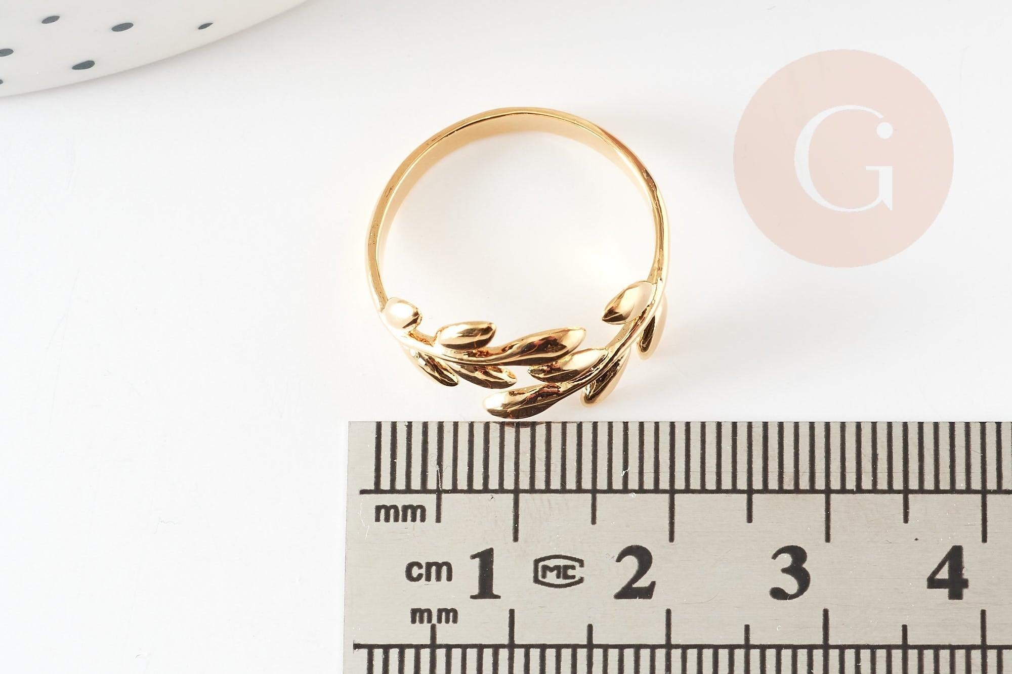 Bague réglable branche dorée 16K 18mm, x1 (G5003)