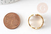Bague réglable chevrons pleins laiton brut 19mm, x2 (G3445)