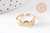 Bague réglable coquillages acier doré 304 inoxydable, x1 (G10365)
