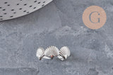 Bague réglable coquillages acier platine 304 inoxydable, x1 (G11151) VALIDE