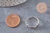 Bague réglable coquillages acier platine 304 inoxydable, x1 (G11151) VALIDE