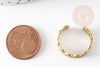 Bague réglable dentelle fine laiton brut 19mm, x2 (G0512)