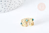 Bague réglable dentelle pierre turquoise synthèse acier doré Taille 54, x1 (G7638)