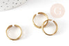 Bague réglable dentelle vague laiton brut 16mm, x2 (G3755)