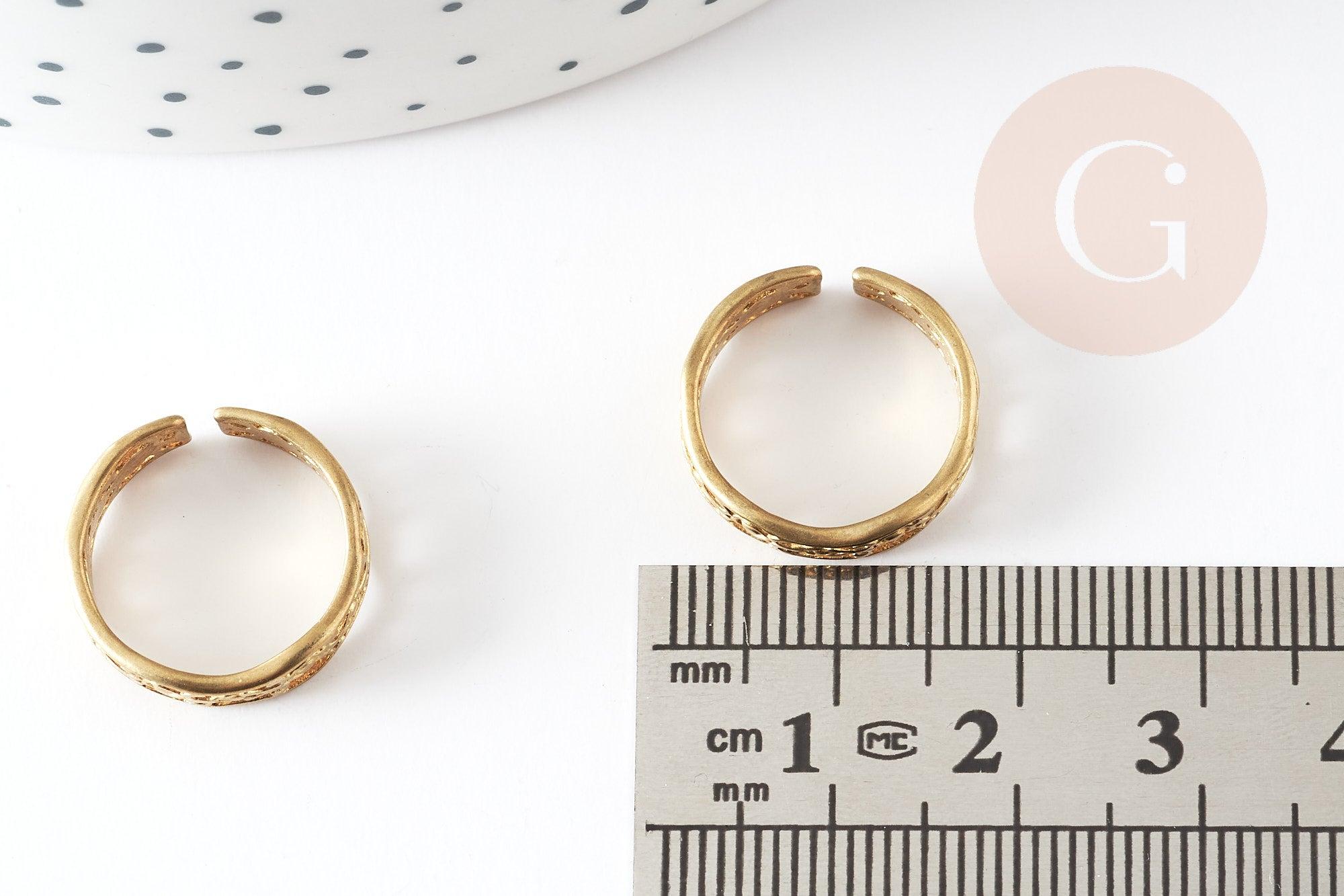 Bague réglable dentelle vague laiton brut 16mm, x2 (G3755)