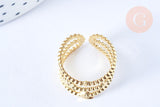 Bague réglable étoile lune acier 304 inoxydable doré taille 54, x1 (G6413)